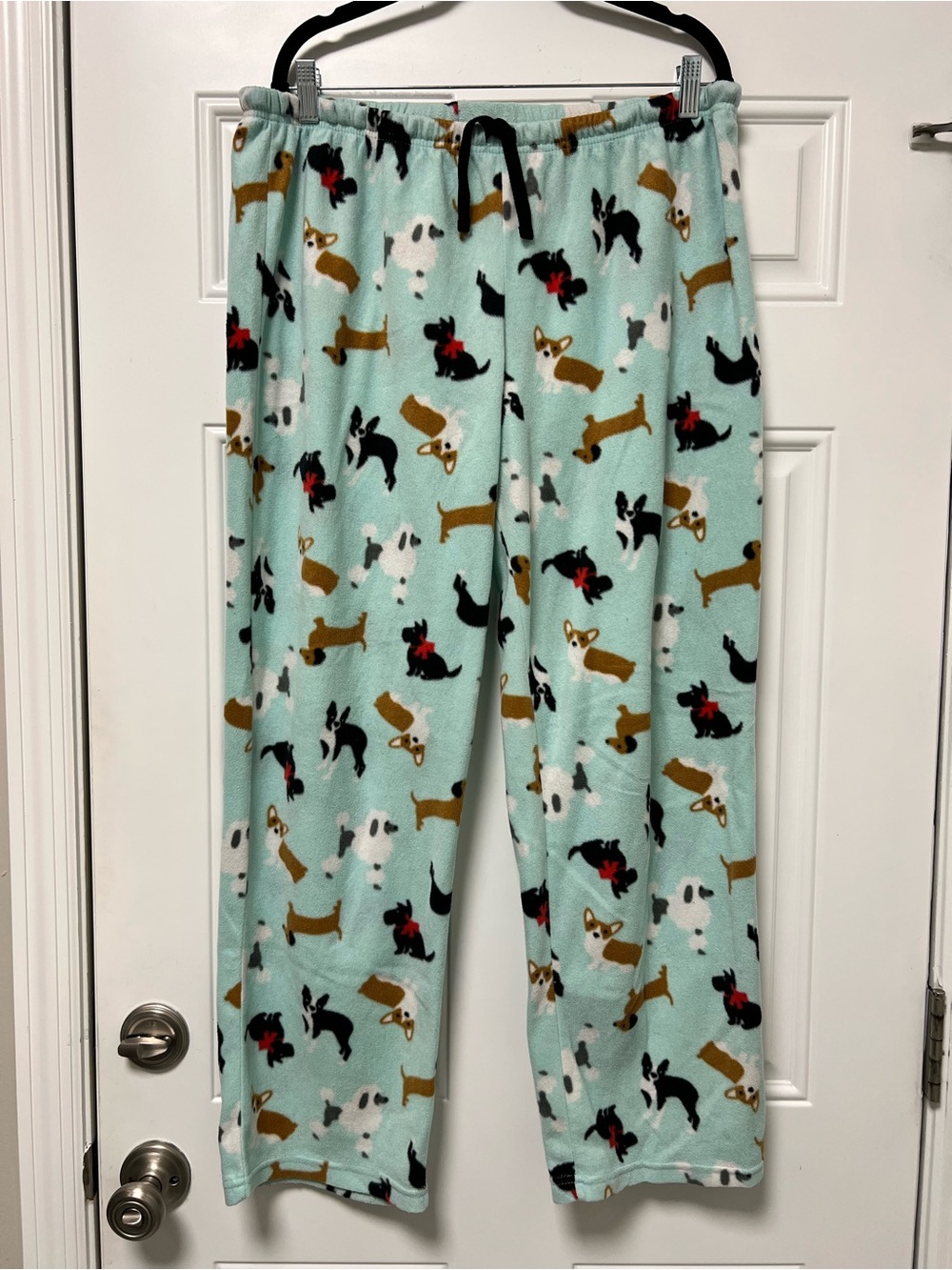 Hanes Light Aqua Fleece with Black & Red Dog Silhouettes